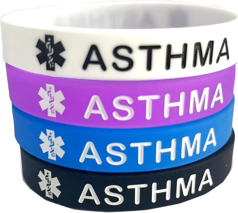 OutstandLong 5 Pack Sport Medical Alert ID Blood Thinner Silicone Bracelet Rubber Medical Awareness Wristbands 7.5" - Image 1